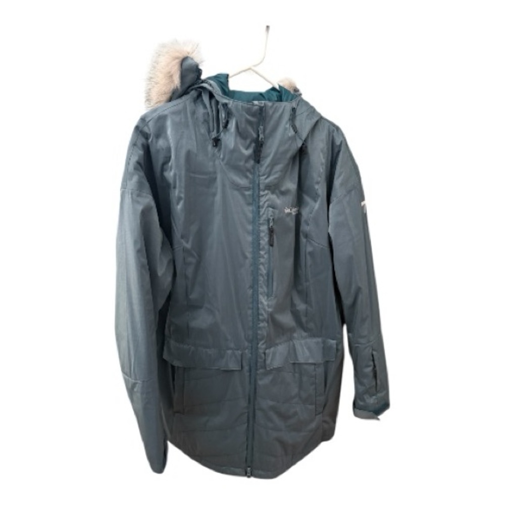 Columbia Women's Teal Hooded Winter Coat with Faux Fur Trim